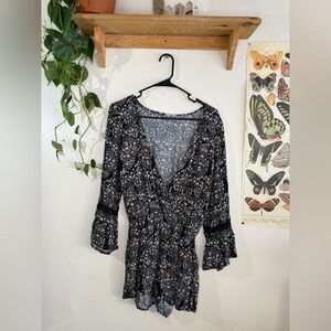vintage long sleeve floral American apparel romper
